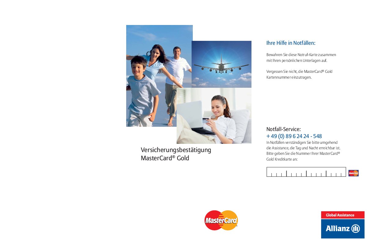 Versicherungsbedingungen MasterCard Gold, gültig bis zum 30.06.2023