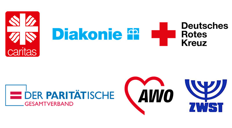 Logos der Spitzenverbände der Freien Wohhlfahrtspflege